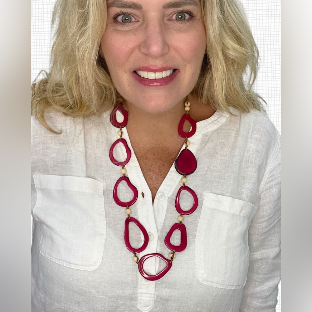 TAGUA Necklace Artisan Handmade Tagua colorful unique statement jewelry boho nwt